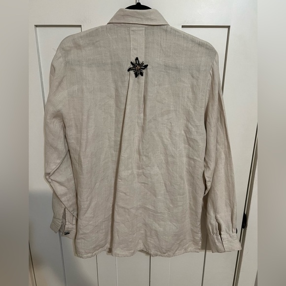 Amann MADE IN AUSTRIA 100% Linen With Artistic Metal details Top Lagenlook 38 - Picture 2 of 12